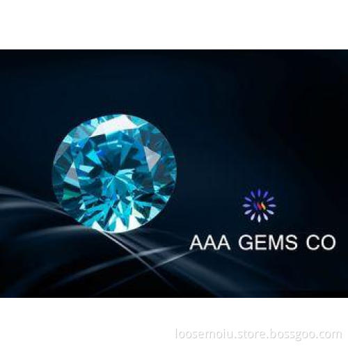 Certified Blue Round Moissanite 1ct 6.5mm International VVS